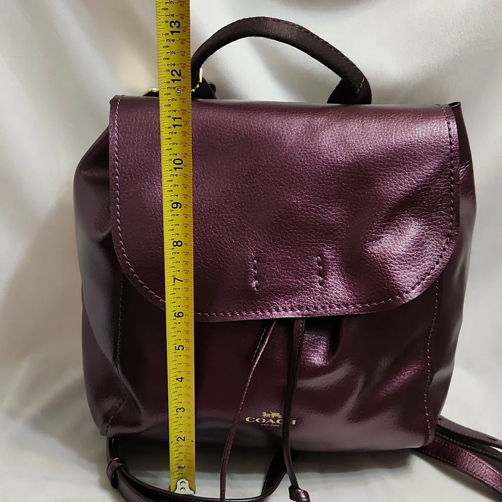 Coach Derby Purple Metallic Leather Backpack - Picture 7 of 16